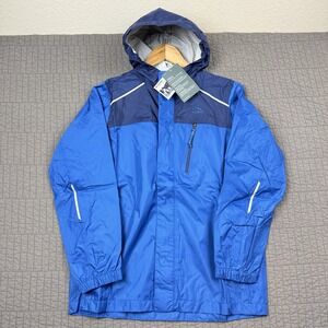 LL Bean Rain Jacket Youth Boy Large Blue Trail Model Waterproof Kids Outdoor NWT